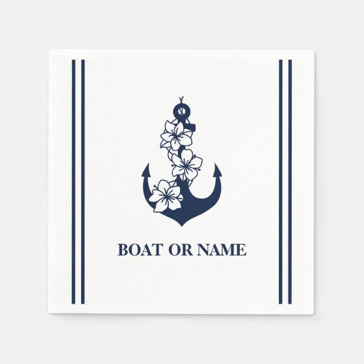 Bloemanker op maat bootnaam wit servet (Voorkant)