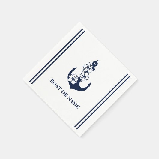 Bloemanker op maat bootnaam wit servet (Hoek)
