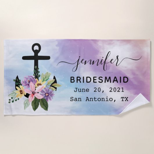 Bloemanker vrijgezellenfeest bruidsmeisje cadeau strandlaken (Voorkant)