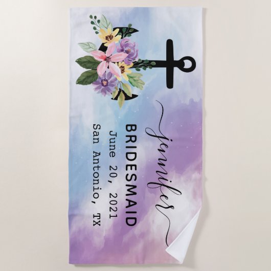 Bloemanker vrijgezellenfeest bruidsmeisje cadeau strandlaken (Voorkant)