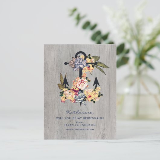  bloemanker | Wil je mijn bruidsmeisje zijn? Uitnodiging Briefkaart (Staand voorkant)