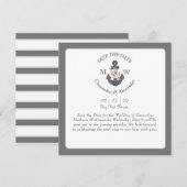 Bloemanker Wit Zilver Grijs Maritiem Huwelijk  Save The Date (Voorkant / Achterkant)