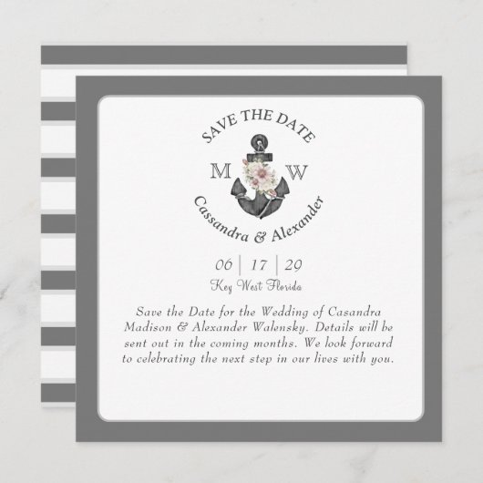 Bloemanker Wit Zilver Grijs Nautilus Trouw  Save The Date (Voorkant / Achterkant)