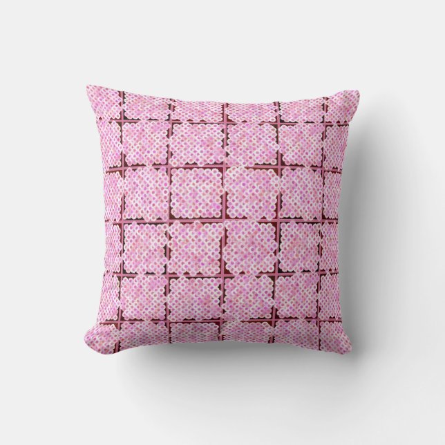 Bloembakkenpatroon, roze tinten kussen (Voorkant)