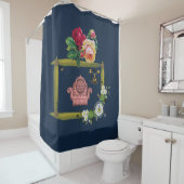  bloembank blauw douchegordijn (In situ)