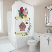 bloembank, wit douchegordijn (In situ)