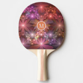 Bloembed kleurrijk abstract fractaal monogram tafeltennisbatje (Voorkant)