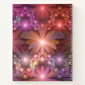 Bloembed kleurrijke abstracte fractal kunst naam notitieboek (Achterkant)