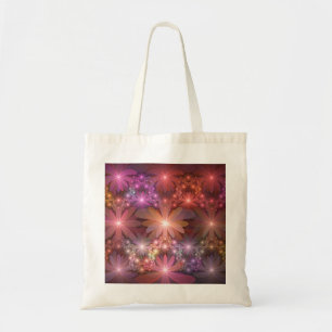 Bloembed kleurrijke glanzende abstracte fractale k tote bag
