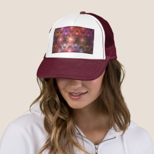 Bloembed kleurrijke glanzende abstracte fractale k trucker pet