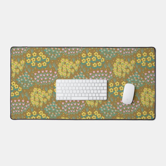 bloembed mosterd bureaumat (Keyboard & Muis)