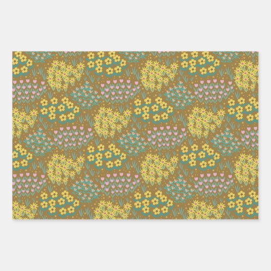 bloembed mosterd inpakpapier vel (Voorkant 2)