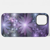 Bloembed trendy glanzende abstracte fractal kunst iPhone hoesje (Achterkant horizontaal)