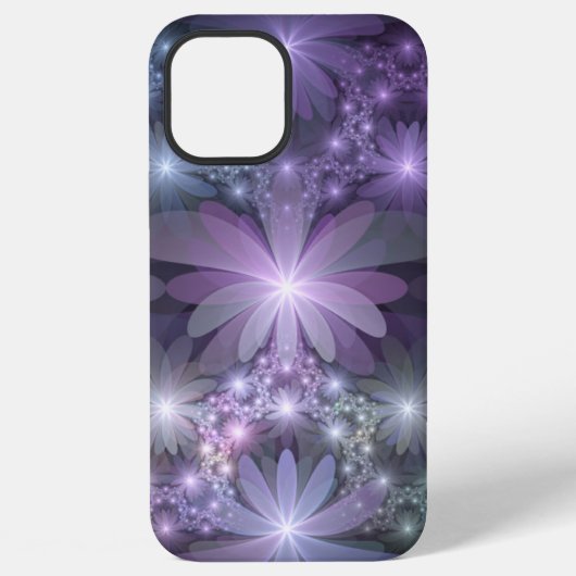 Bloembed trendy glanzende abstracte fractal kunst iPhone hoesje (Achterkant)