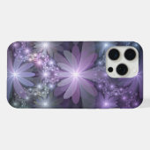 Bloembed trendy glanzende abstracte fractal kunst iPhone hoesje (Achterkant horizontaal)