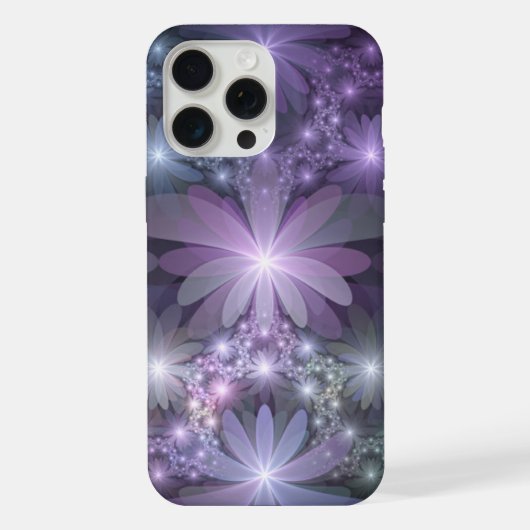 Bloembed trendy glanzende abstracte fractal kunst iPhone hoesje (Achterkant)