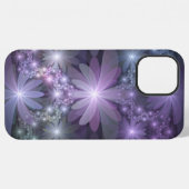 Bloembed trendy glanzende abstracte fractal kunst iPhone hoesje (Achterkant horizontaal)