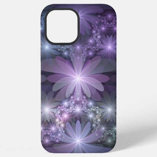 Bloembed trendy glanzende abstracte fractal kunst iPhone hoesje (Achterkant)