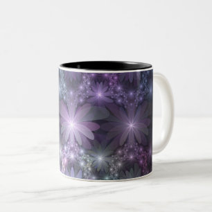 Bloembed trendy glanzende abstracte fractal kunst tweekleurige koffiemok