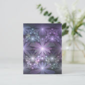 Bloembed Trendy Glanzende Abstracte Fractale Kunst Briefkaart (Staand voorkant)