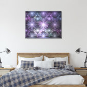 Bloembed Trendy Glanzende Abstracte Fractale Kunst Canvas Afdruk (Insitu (Slaapkamer))