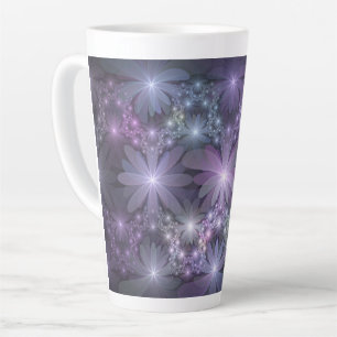 Bloembed Trendy Glanzende Abstracte Fractale Kunst Latte Mok