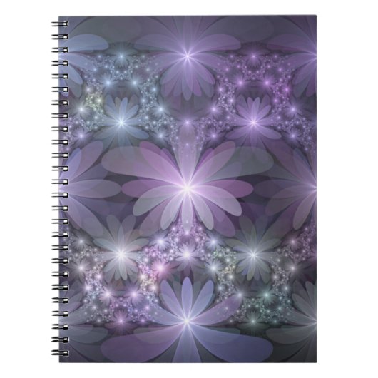 Bloembed Trendy Glanzende Abstracte Fractale Kunst Notitieboek (Voorkant)