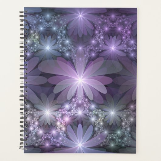 Bloembed Trendy Glanzende Abstracte Fractale Kunst Planner (Voorkant)