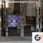 Bloembed trendy glanzende abstracte fractale kunst raamsticker (Kantoordeur)