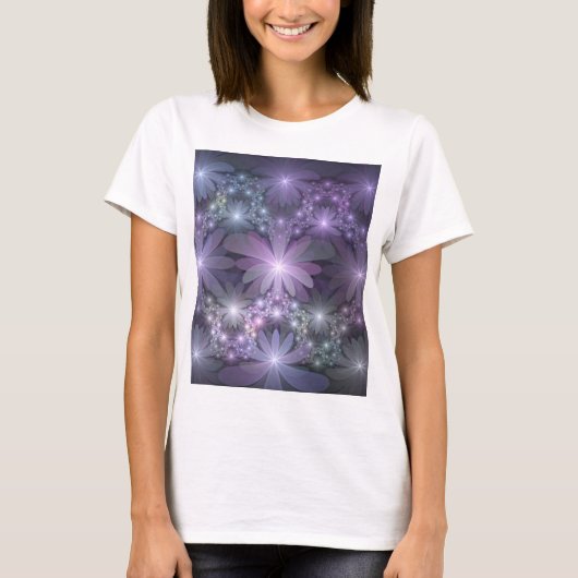 Bloembed Trendy Glanzende Abstracte Fractale Kunst T-shirt (Voorkant)