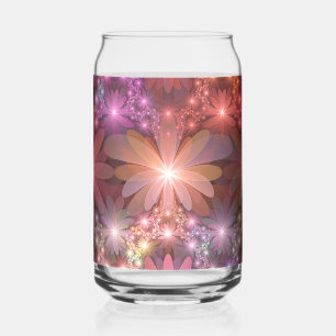 Bloembed van bloemen Kleurrijke Glanzende Abstract Blikvorm Glas