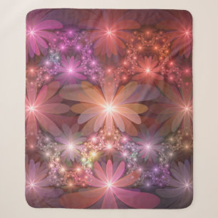 Bloembed van bloemen Kleurrijke Glanzende Abstract Sherpa Deken