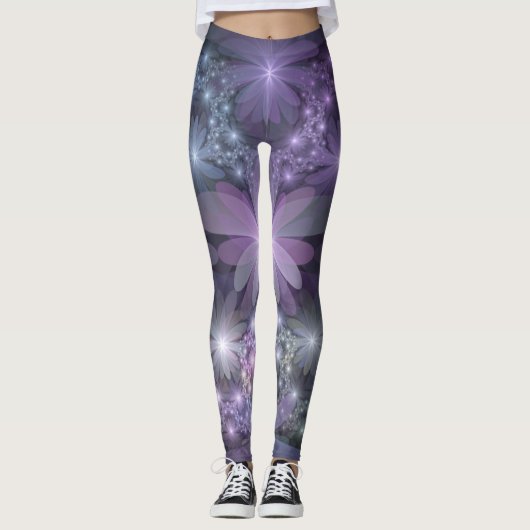Bloembed van bloemen trendy glanzende abstracte fr leggings (Voorkant)
