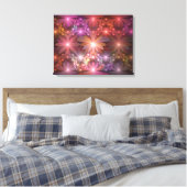 Bloembed van kleurrijke glanzende abstracte fracta canvas afdruk (Insitu (Slaapkamer))