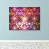Bloembed van kleurrijke glanzende abstracte fracta canvas afdruk (Insitu (Houten vloer))