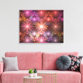 Bloembed van kleurrijke glanzende abstracte fracta canvas afdruk (Insitu (Woonkamer))