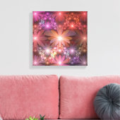 Bloembed van kleurrijke glanzende abstracte fracta canvas afdruk (Insitu (Woonkamer))