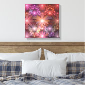 Bloembed van kleurrijke glanzende abstracte fracta canvas afdruk (Insitu (Slaapkamer))
