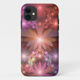 Bloembed van kleurrijke glanzende abstracte fracta Case-Mate iPhone case