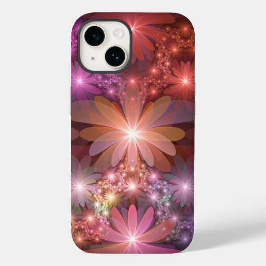 Bloembed van kleurrijke glanzende abstracte fracta Case-Mate iPhone case (Achterkant)