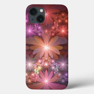 Bloembed van kleurrijke glanzende abstracte fracta Case-Mate iPhone case
