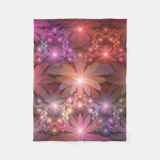 Bloembed van kleurrijke glanzende abstracte fracta fleece deken (Voorkant)