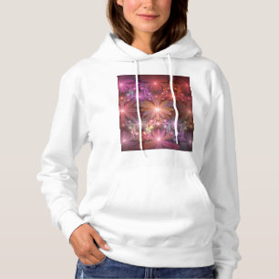 Bloembed van kleurrijke glanzende abstracte fracta hoodie