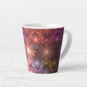 Bloembed van kleurrijke glanzende abstracte fracta latte mok (Rechterhoek)