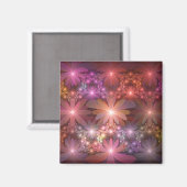 Bloembed van kleurrijke glanzende abstracte fracta magneet (Voorkant / Achterkant)