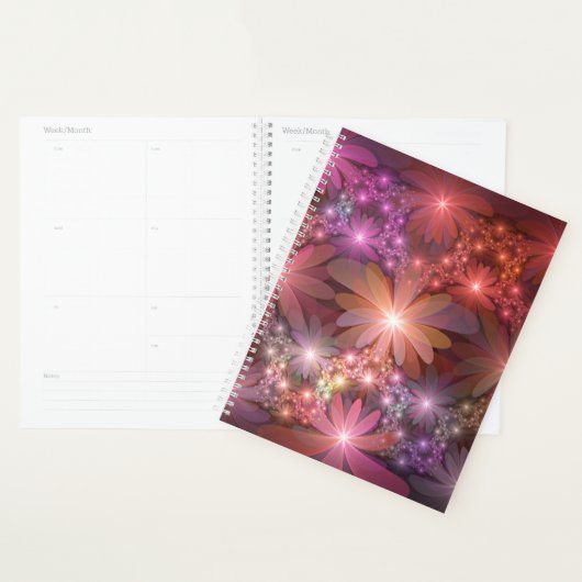 Bloembed van kleurrijke glanzende abstracte fracta planner (Display)