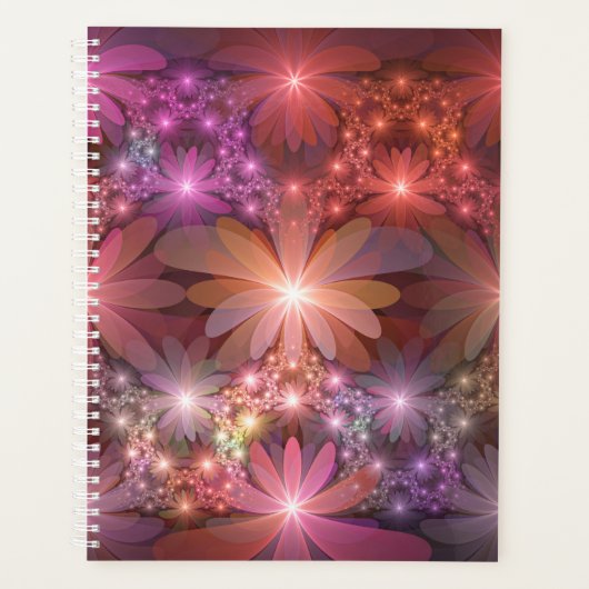 Bloembed van kleurrijke glanzende abstracte fracta planner (Voorkant)