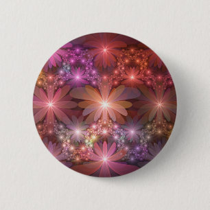 Bloembed van kleurrijke glanzende abstracte fracta ronde button 5,7 cm