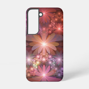 Bloembed van kleurrijke glanzende abstracte fracta samsung galaxy hoesje