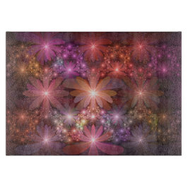 Bloembed van kleurrijke glanzende abstracte fracta snijplank